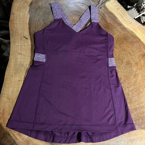 Women’s Lululemon Push Your Limits Workout Tank Shelf Bra Heathered Purple 8 EUC